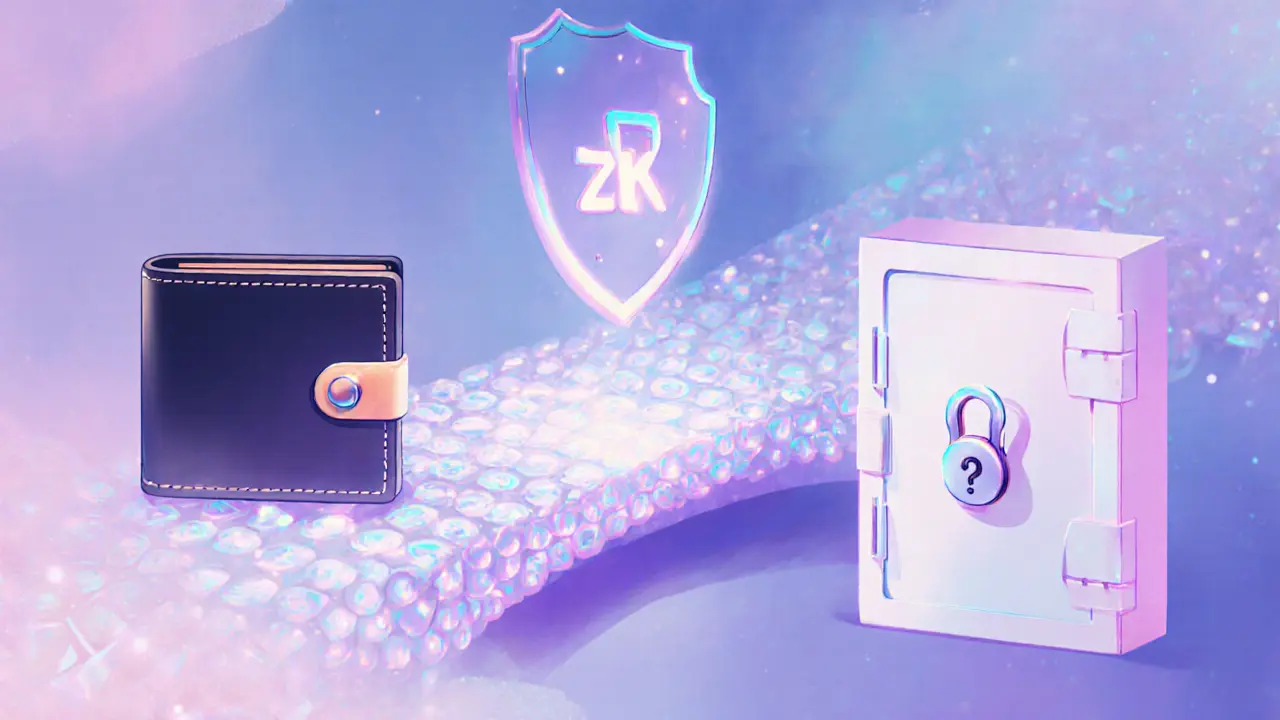 Illustration of a hybrid exchange using zero‑knowledge proof, showing a secure bridge and hardware wallet.