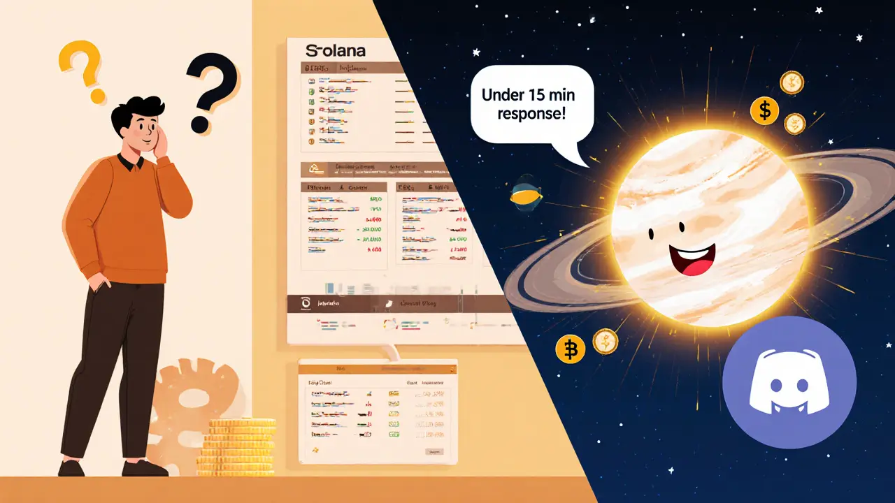 Beginner overwhelmed by DeFi options vs. trader effortlessly swapping tokens via Jupiter.