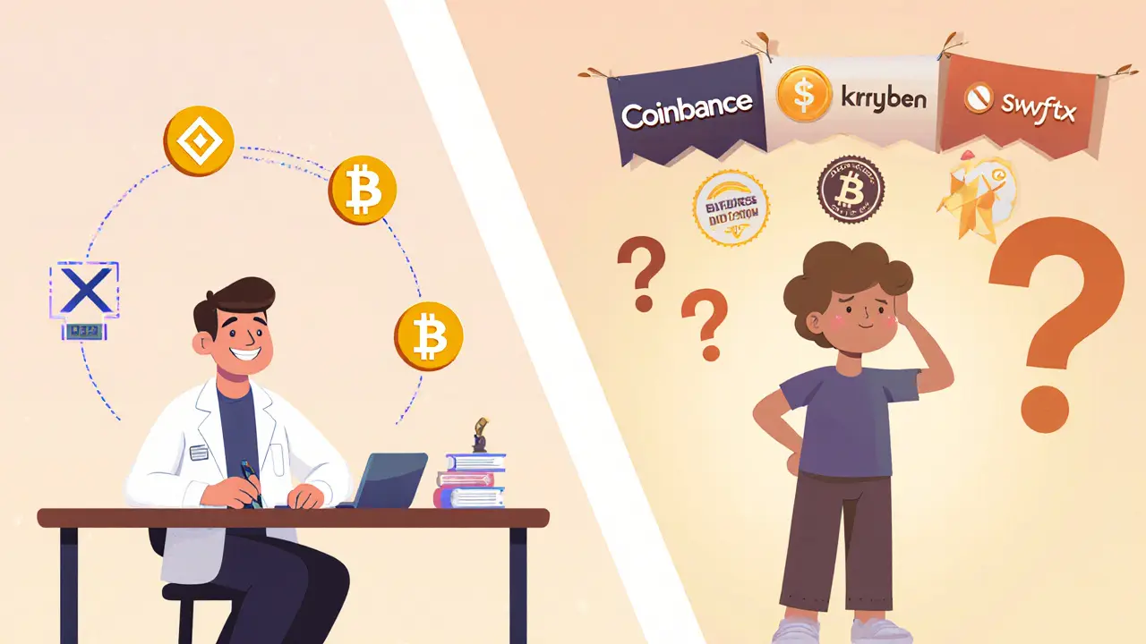 Developer testing a simple DEX while a retail investor compares it to larger exchanges.