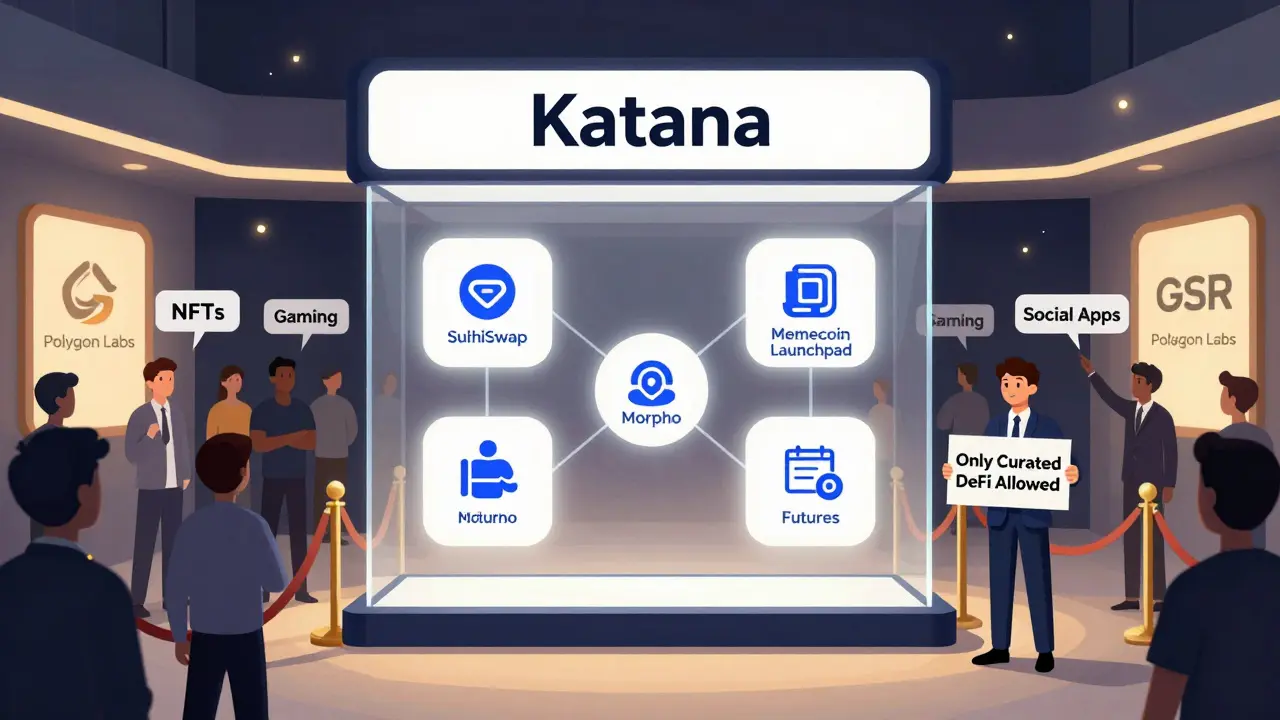 A private DeFi club with curated protocols inside and excluded apps turned away at the door.