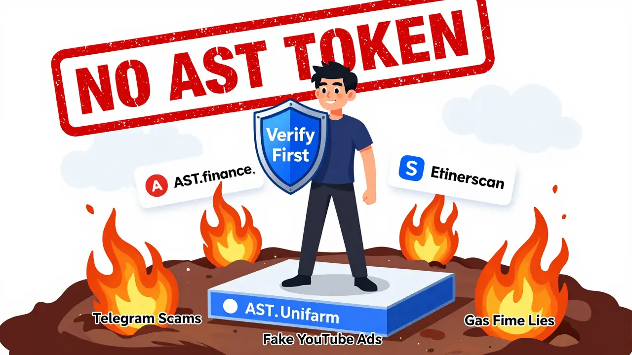 A user defends against crypto scams with a shield of verification, standing above burning phishing links.