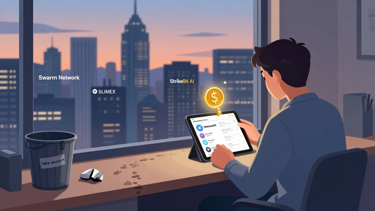 Person turning a $IF token into a golden key as new DeFi projects rise in the background, symbolizing early access.