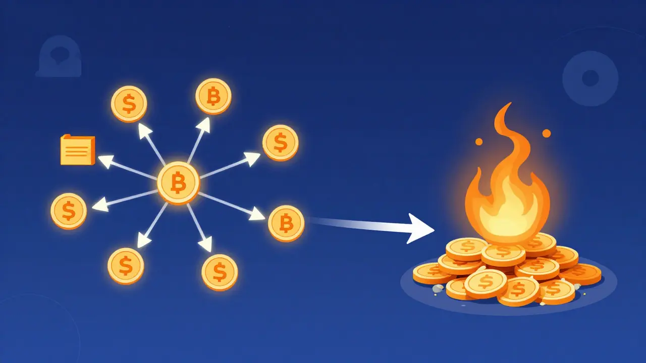 Dual blockchain networks with token redistribution and burning process