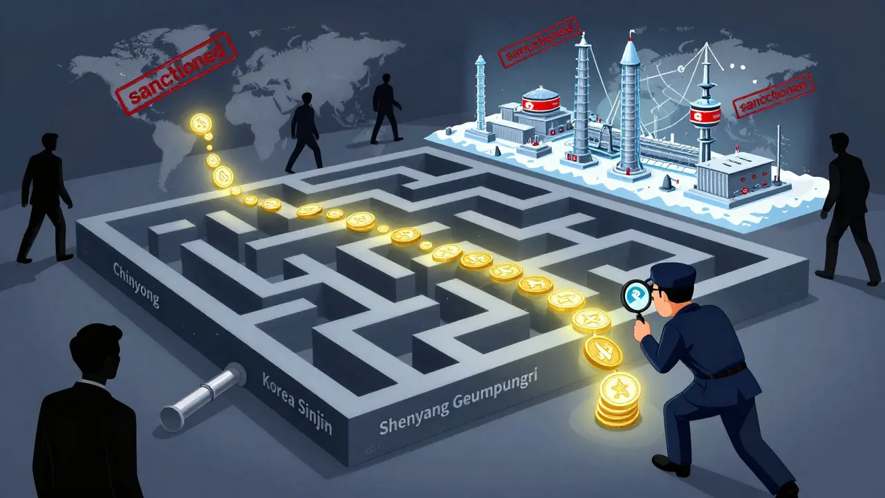 A network of sanctioned wallets channels stolen crypto through Southeast Asia to a North Korean weapons facility.