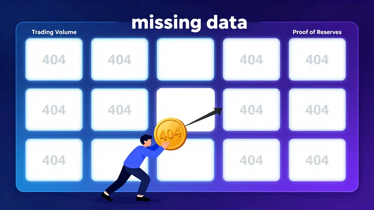 Editorial drawing showing a digital dashboard with missing data and a whale struggling with liquidity.