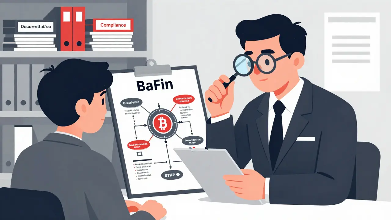 BaFin inspector reviewing compliance documentation