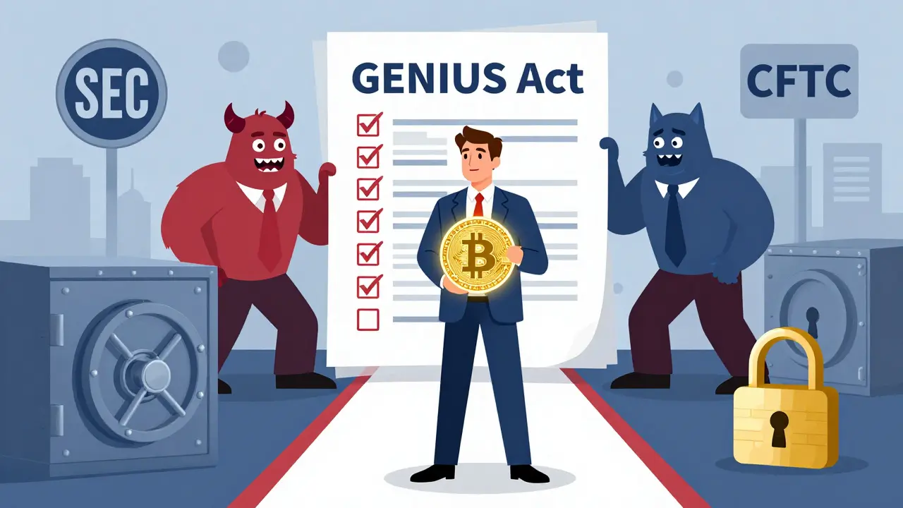 Illustration of US crypto regulation bringing order with the GENIUS Act.