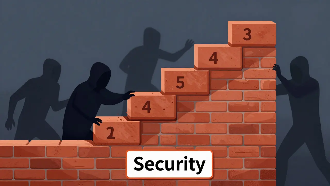 Brick wall of blockchain blocks blocking hackers, illustrating transaction security