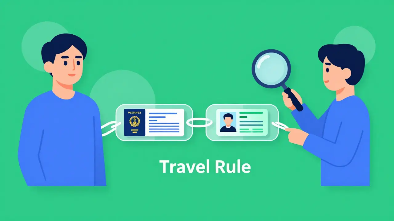 Cartoon showing verified identity data flowing securely between users