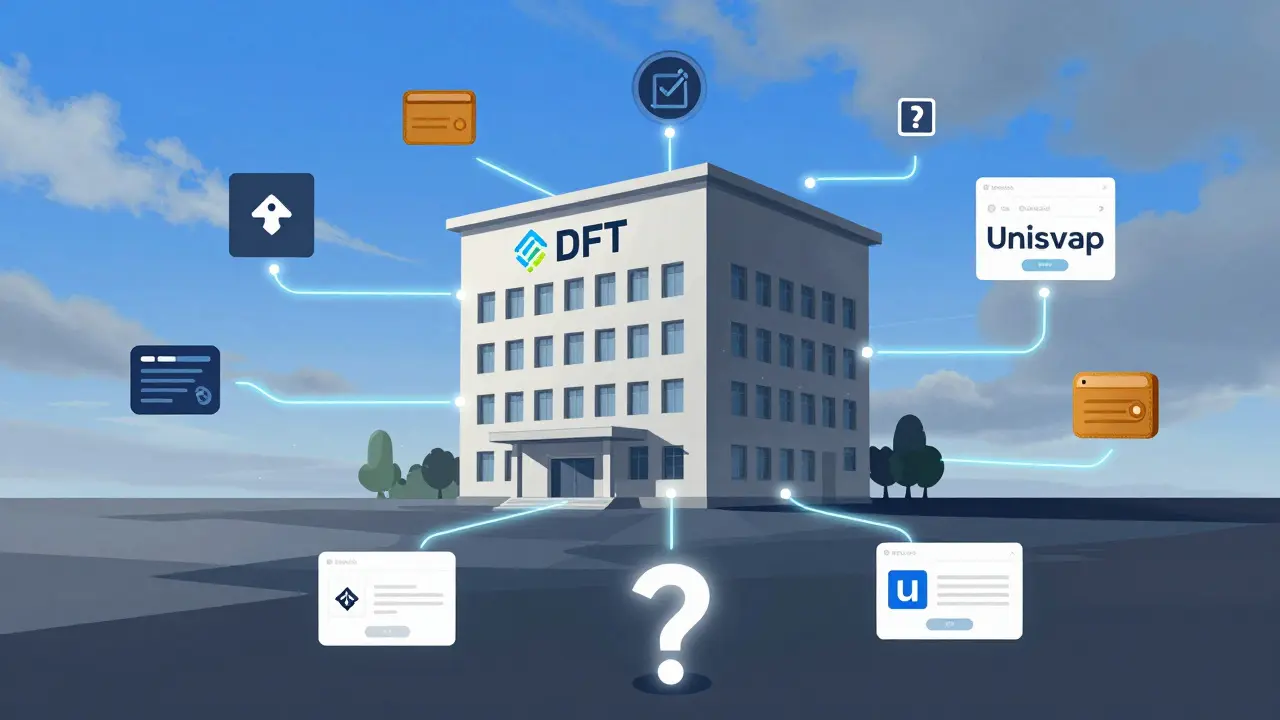 Editorial cartoon depicting an exchange building connected to wallets, with shadows hinting at risk and volatility.