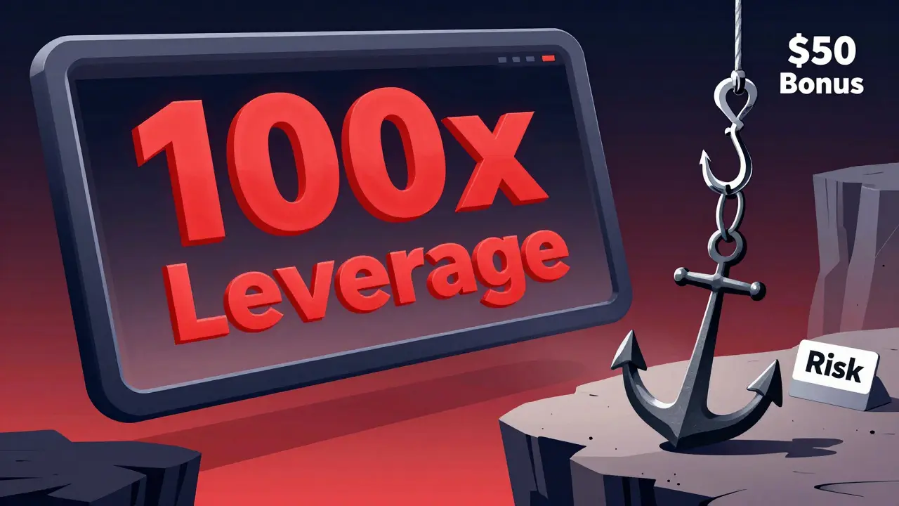 Illustration of high leverage risk pulling a trader off a cliff