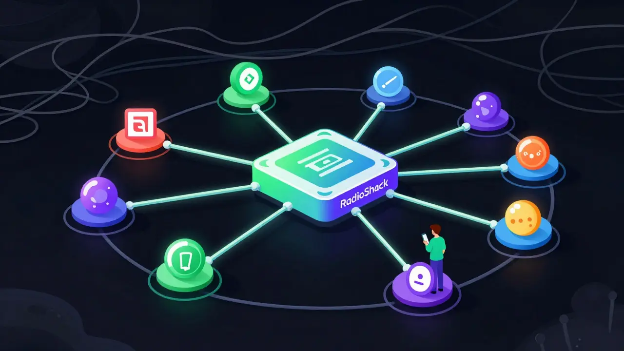 Illustration of RadioShack optimizing token swap routes on Celo blockchain