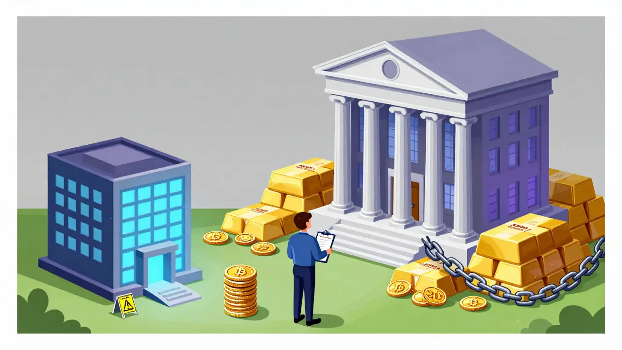 Small crypto fine stack vs huge traditional banking fine stack