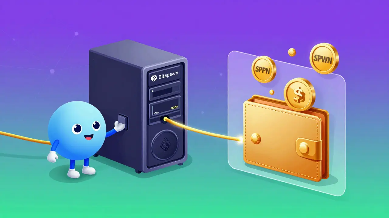 Illustration of connecting a Solana wallet to claim Bitspawn SPWN tokens safely