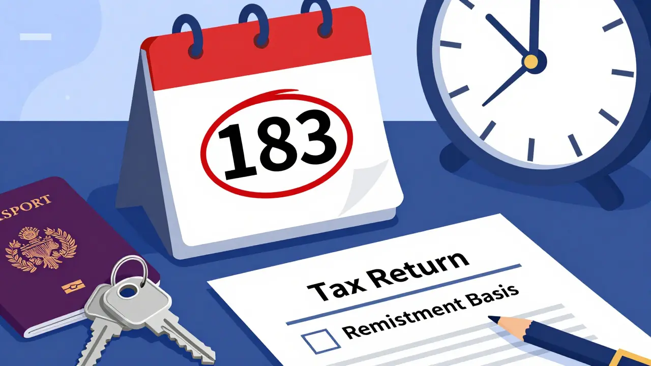 Illustration showing 183-day rule and foreign domicile requirements for tax