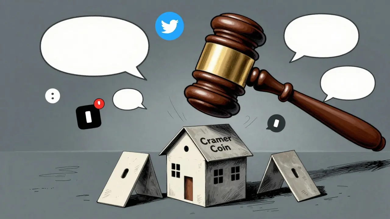 Editorial art of fragile crypto token under regulatory gavel