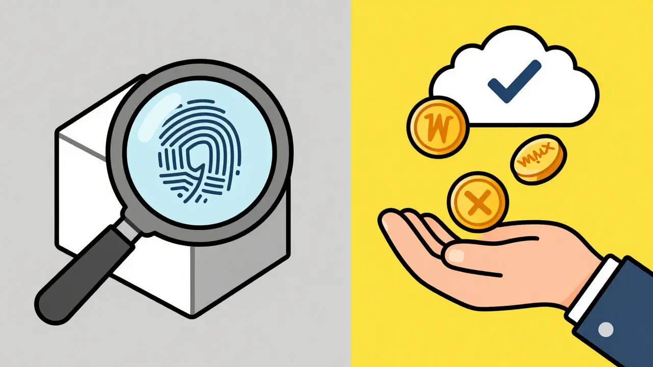 Illustration contrasting contract verification with catching falling reward tokens.