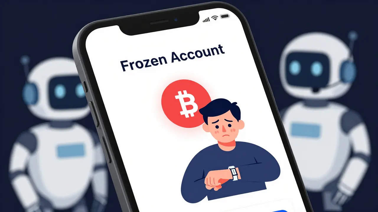 Stressed user facing frozen crypto account