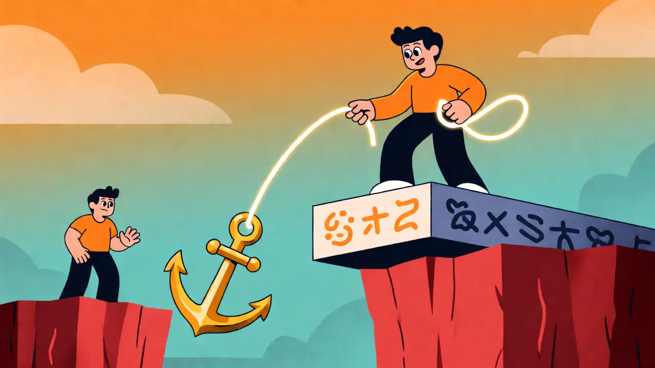Cartoon depicting a trader using a flash loan lasso to avoid liquidation cliffs