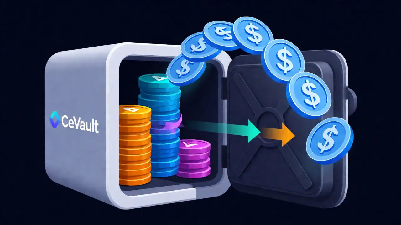Digital vault locking crypto collateral to mint stable lisUSD dollars.