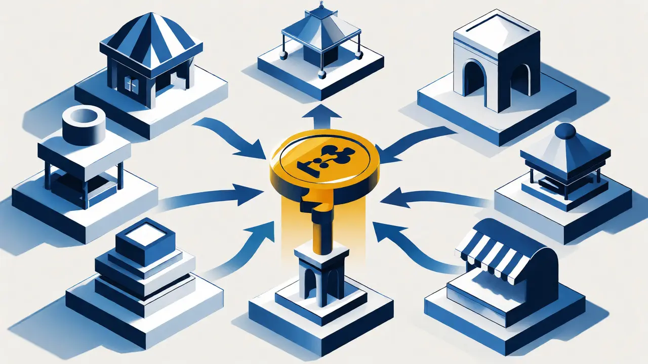 Golden token connecting various platforms illustrating ERC-721 standardization