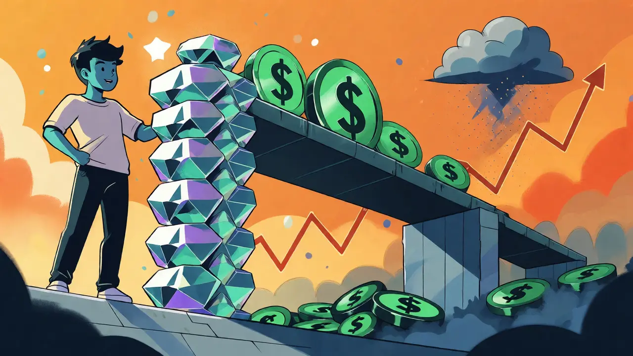 Illustration of using slisBNBx as collateral to borrow stablecoins while retaining asset exposure.